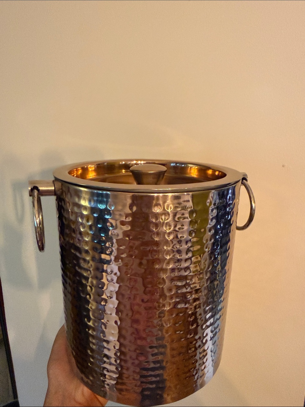 Hammered Metal Ice Bucket with Lid